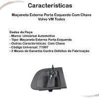 Maçaneta Externa Porta Esquerda com Chave Volvo Vm Todos - 2