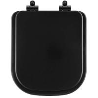 Assento Sanitário Poliéster Soft Close Quadra Preto Fosco Para Vaso Deca Com Ferragem Preta - 1