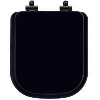 Tampa De Vaso Poliéster Com Fechamento Lento Quadra Preto Para Louça Deca Com Ferragem Preta - 1