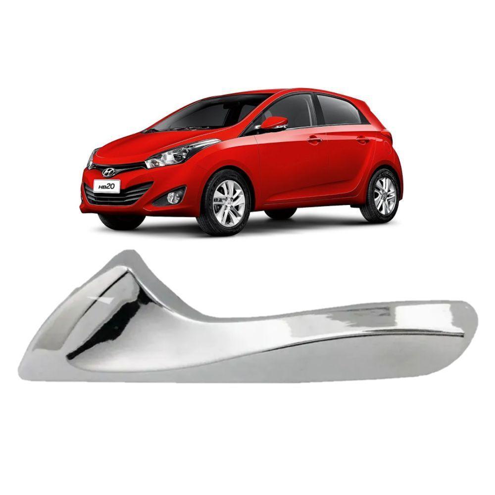 Puxador Gatilho Esq Maçaneta Interna Hb20 2014 2015 Prata - 1