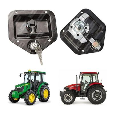 Par Puxador Maçaneta Inox Com Chave Veículos Agrícolas Preta