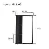 Armário Com Espelho Para Banheiro Milano Preto - 2