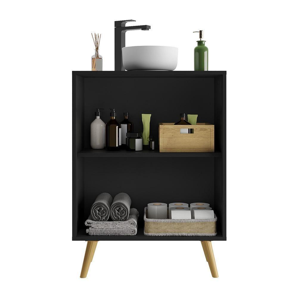 Gabinete Banheiro 2 Portas Retrô 63cm Multimóveis Preto - 5