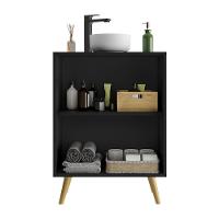 Gabinete Banheiro 2 Portas Retrô 63cm Multimóveis Preto - 5