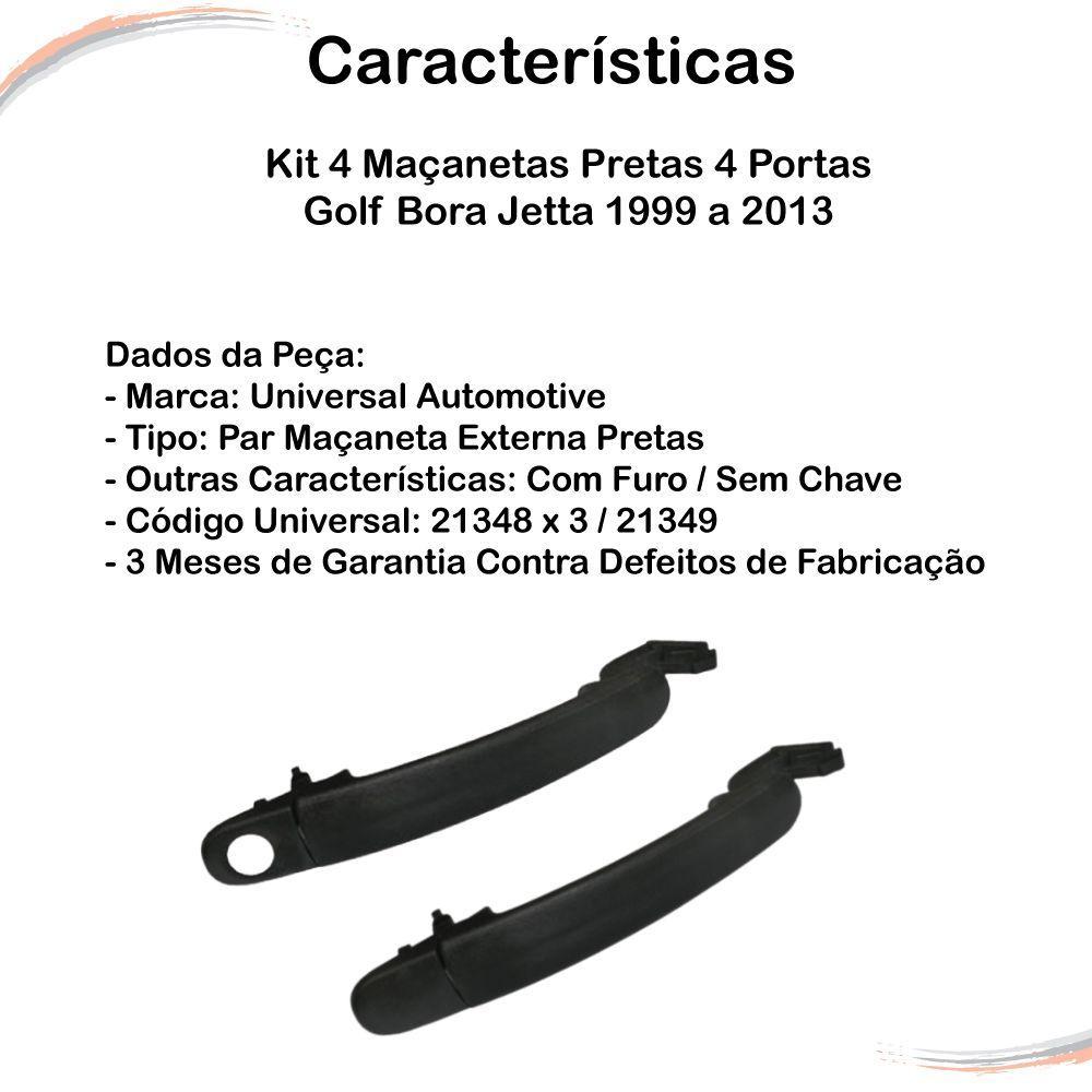 Kit 4 Maçanetas Pretas 4 Portas Golf Bora Jetta 99 a 13 - 3