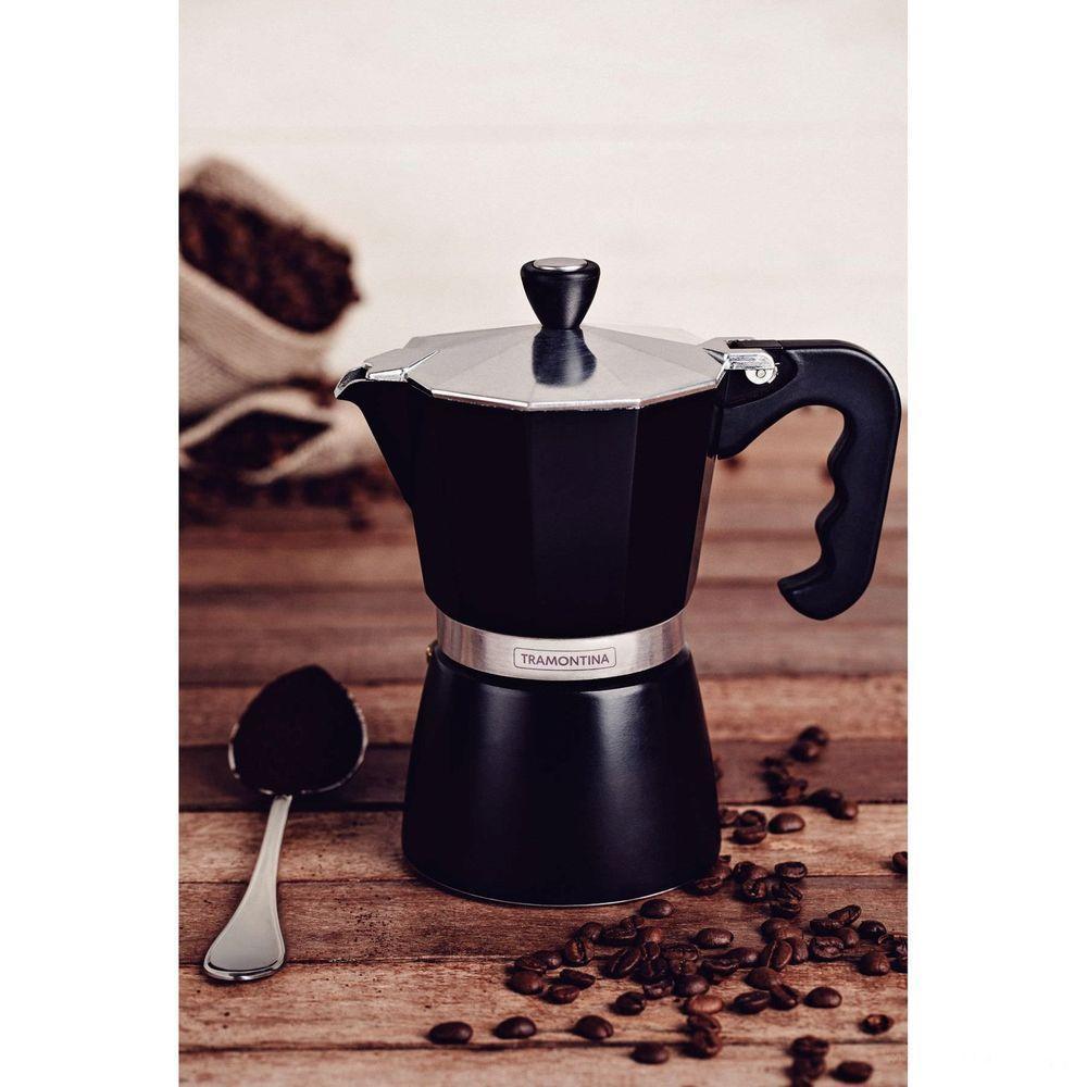 Cafeteira Expresso Italiana Tramontina Em Alumínio Preto Com Cabo Em Nylon 320 Ml Tramontina - 4