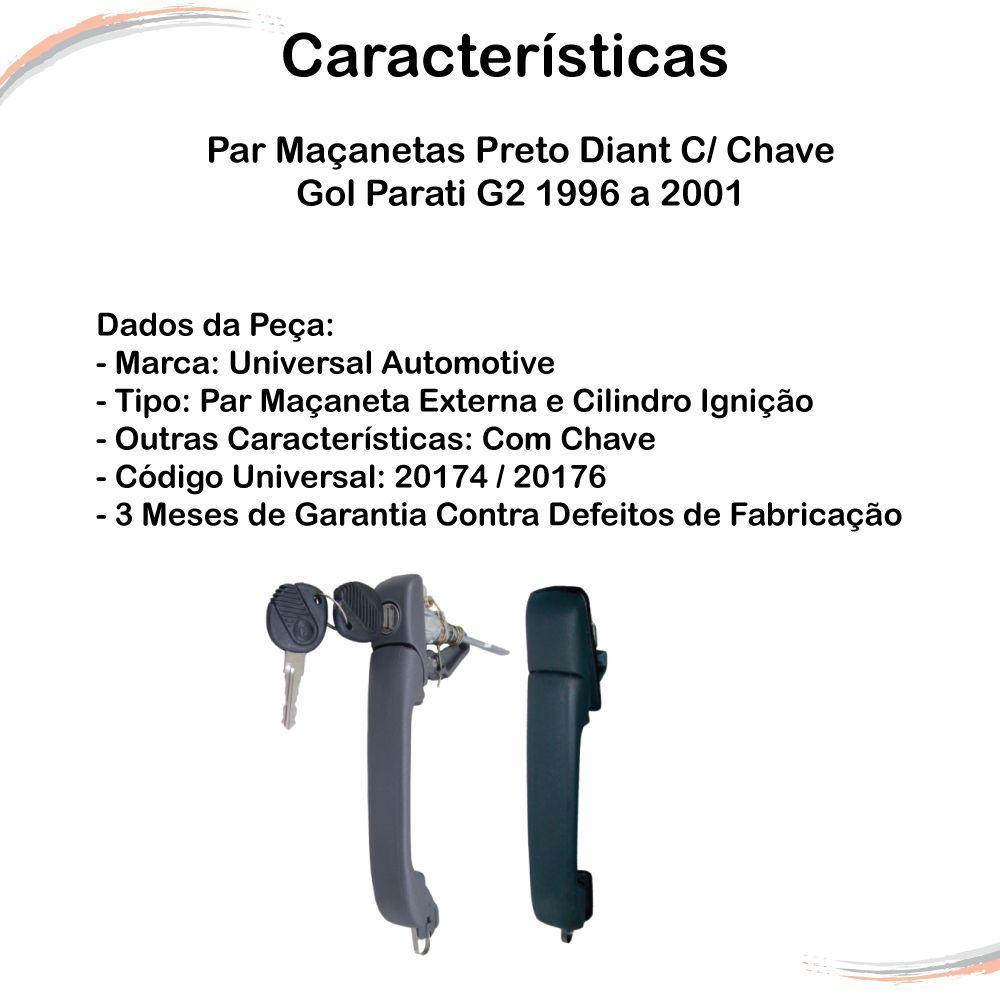 Par Maçanetas Preto Diant C/ Chave Gol Parati G2 96 a 01 - 3