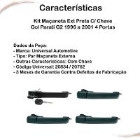Kit 4 Maçanetas Externas Preto Gol Parati G2 96 a 01 4 Ptas - 4