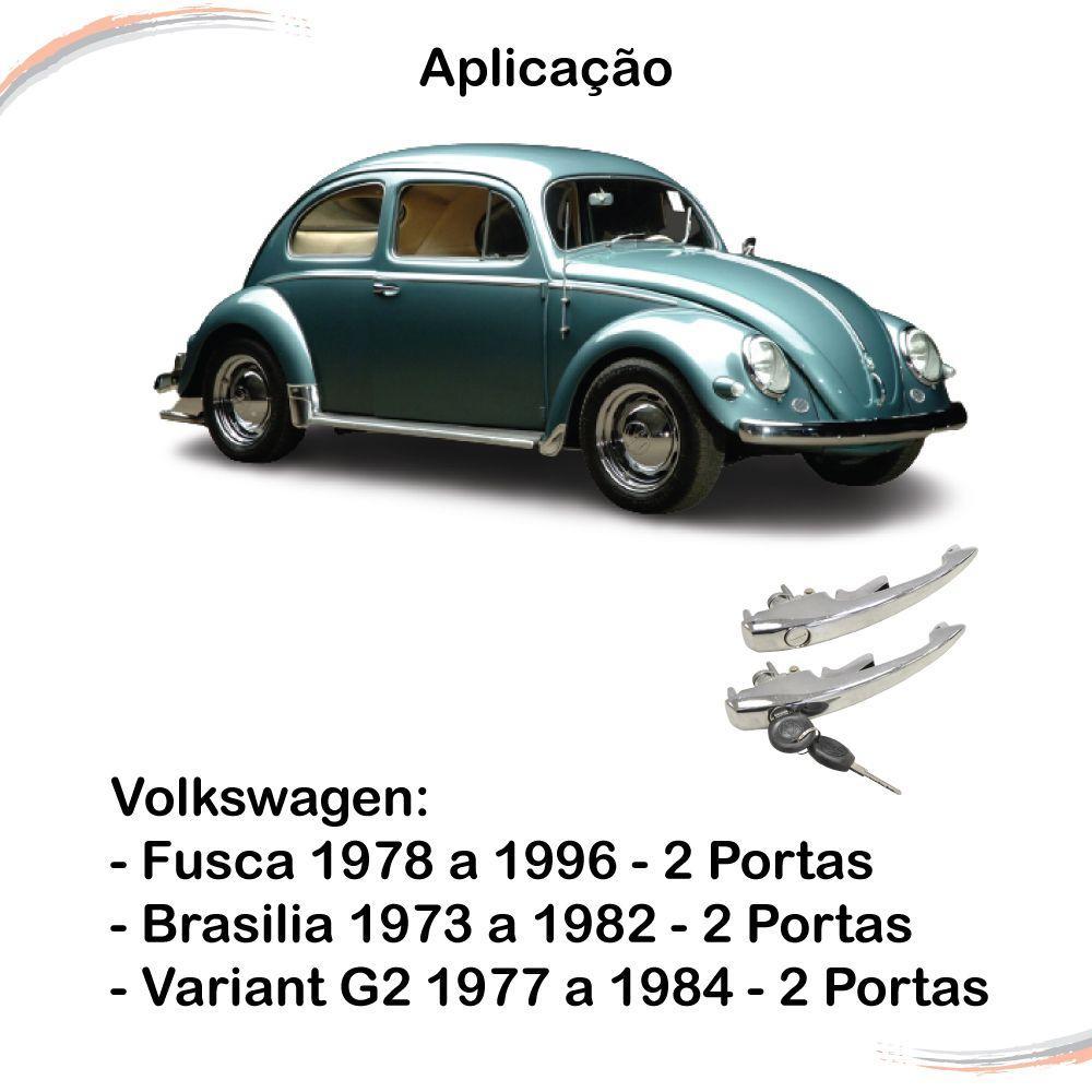 Par Maçaneta Externa Cromada C/ Chave Fusca 78 a 96 2 Portas - 5