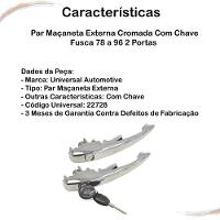 Par Maçaneta Externa Cromada C/ Chave Fusca 78 a 96 2 Portas - 2