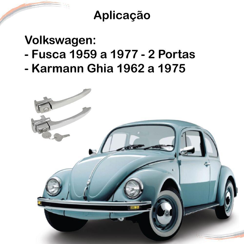 Par Maçaneta Externa Cromada C/ Chave Fusca 59 a 77 2 Portas - 3