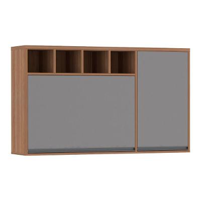 Armário Aéreo 120 Cm 1 Porta E Nicho Vanilla Com Cinza