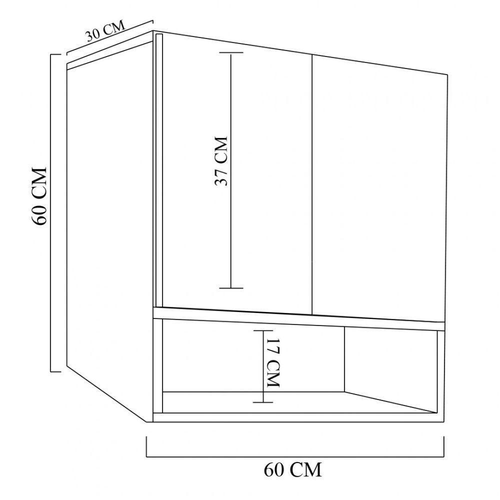 Armário Aéreo Duas Portas Com Nicho Branco Em Mdf - 1