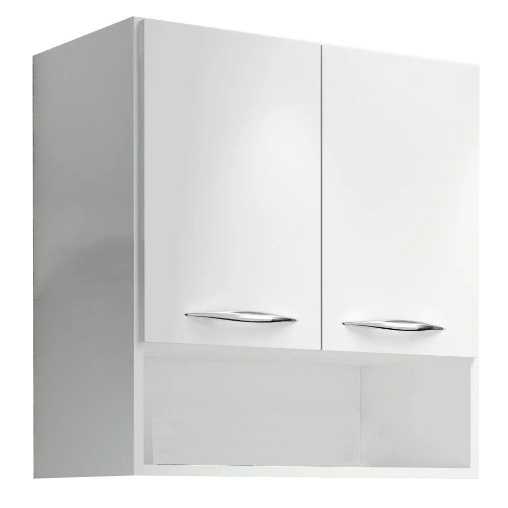 Armário Aéreo Duas Portas Com Nicho Branco Em Mdf - 2