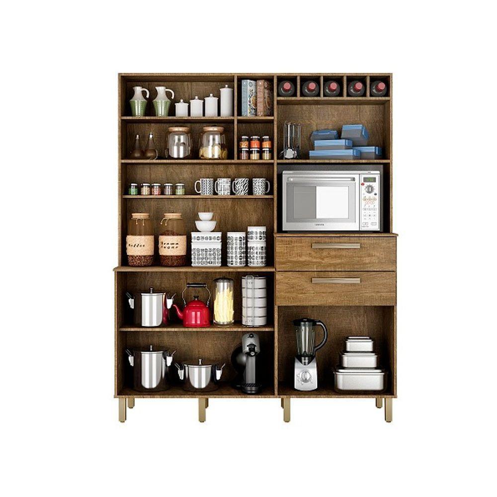 Armário De Cozinha 07 Portas E 02 Gavetas Cinamono/Grafite - 2