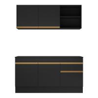 Cozinha Compacta Com Rodapé Com Armário E Balcão Preta - 3