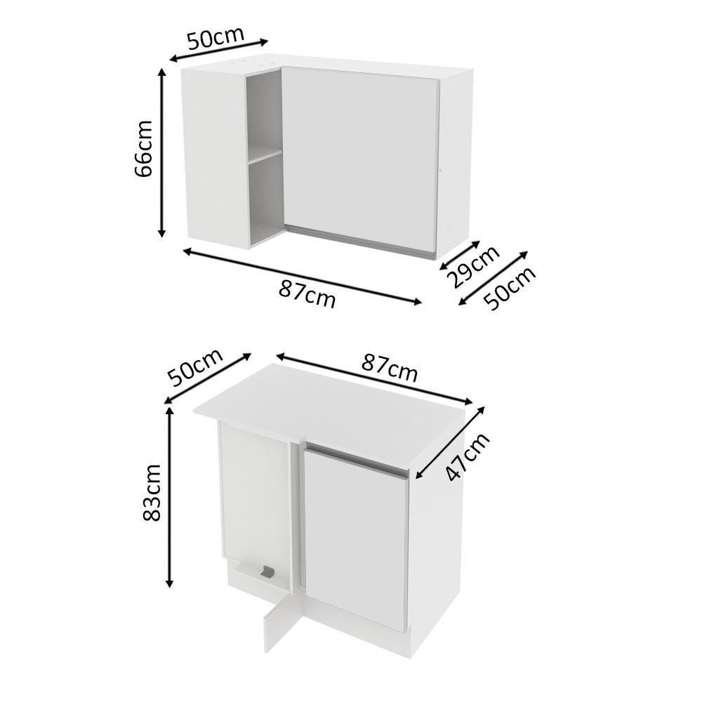 Kit Canto Reto Smart MDF 2 Portas e Nicho Branco Madesa - 5