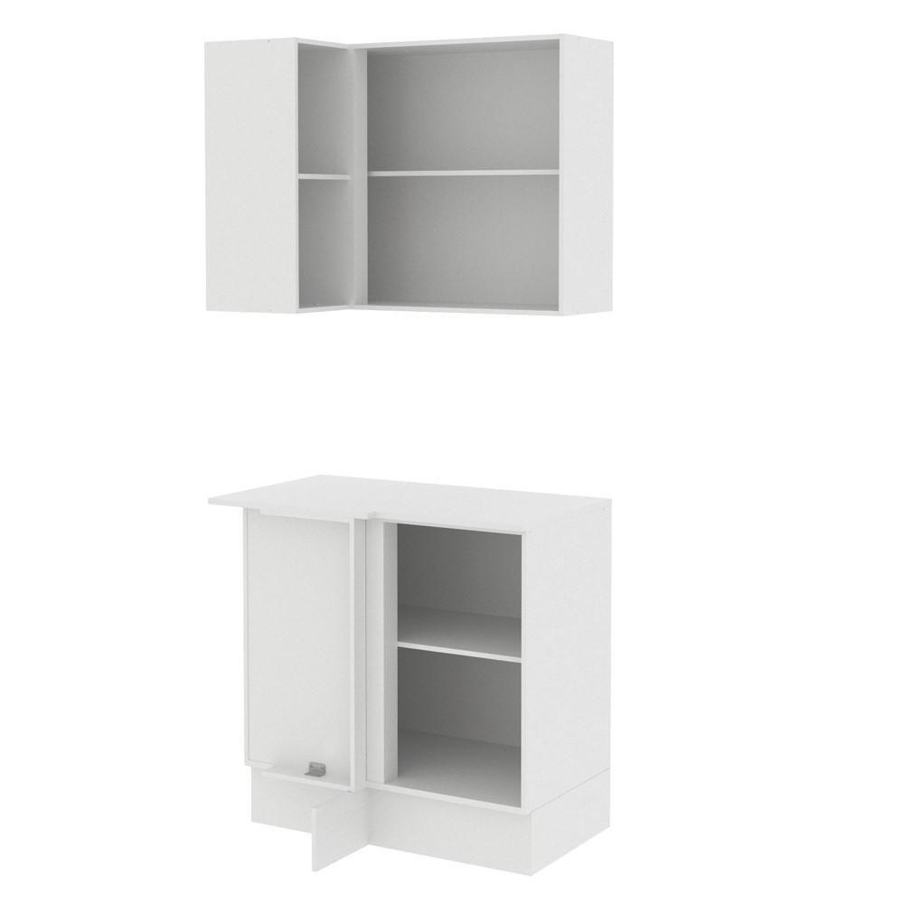 Kit Canto Reto Smart MDF 2 Portas e Nicho Branco Madesa - 9