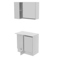 Kit Canto Reto Smart MDF 2 Portas e Nicho Branco Madesa - 1