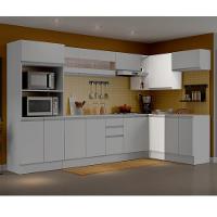 Kit Canto Reto Smart MDF 2 Portas e Nicho Branco Madesa