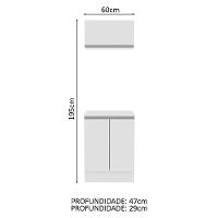Kit 60cm Smart MDF 2 Portas 1 Suspensa Branco Madesa - 2