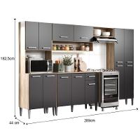 Armário Cozinha Completa Arizona Plus Carvalho Com Preto Carraro - 7