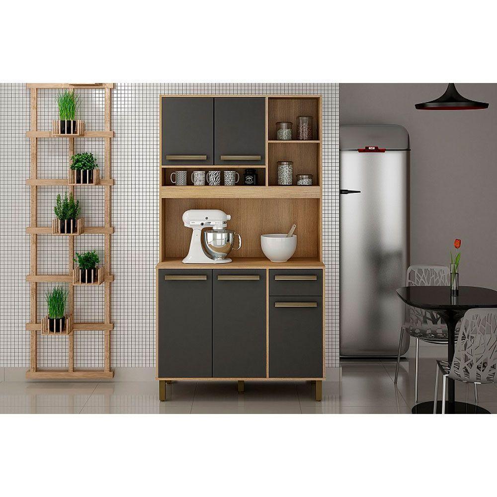 Armário De Cozinha 05 Portas E 01 Gaveta Cinamono/Grafit - 1