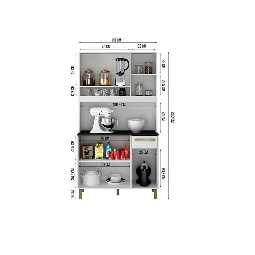 Armário De Cozinha 05 Portas E 01 Gaveta Cinamono/Grafit - 2