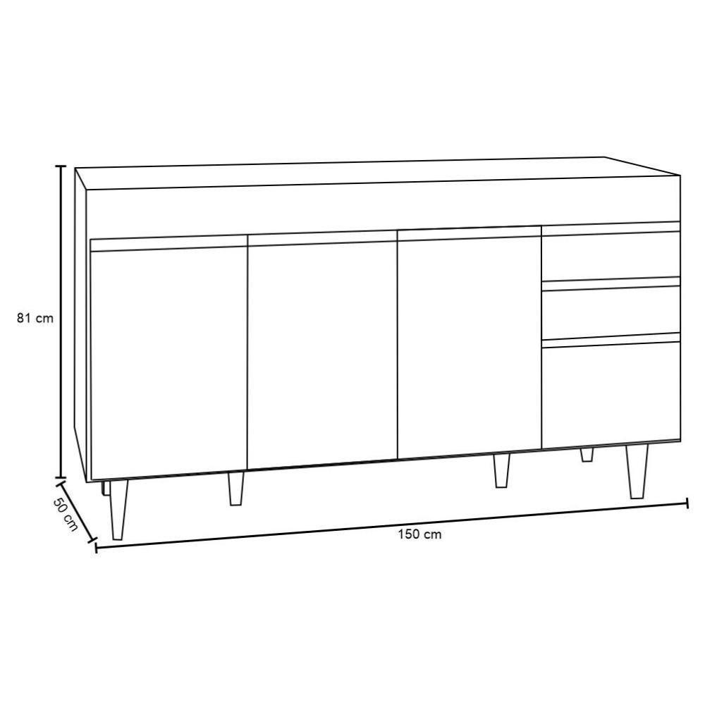 Balcão Gabinete Para Pia 150cm Sem Tampo 4 Portas 2 Gavetas - 2