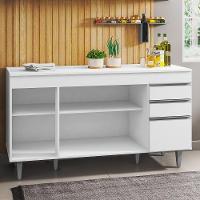 Balcão Gabinete Para Pia 150cm Com Tampo 4 Portas 2 Gavetas