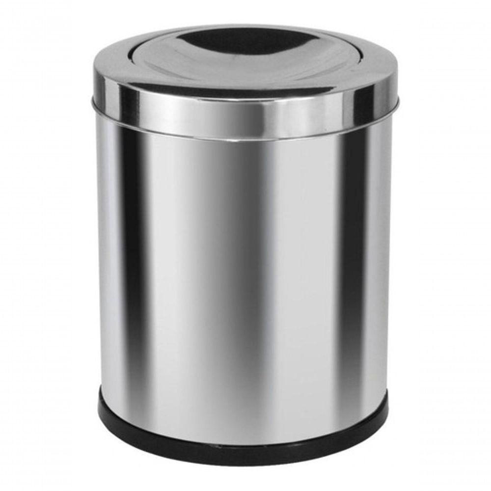 Lixeira Em Inox Com Tampa Meia Esfera Inox 13,5L Cinza - 1