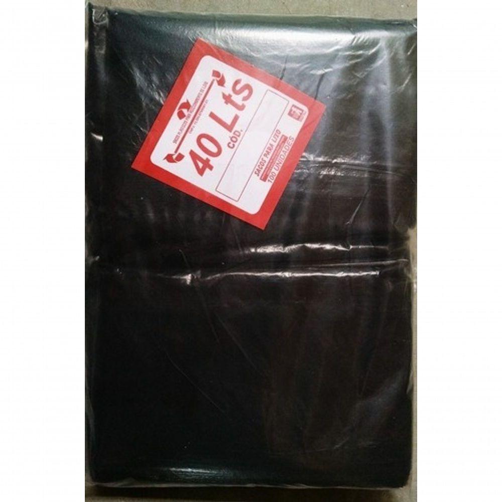 Saco De Lixo Plástico Preto 40L Com 100un Preto - 1
