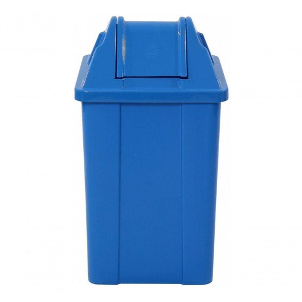 Lixeira Plástica Quadrada Com Tampa Vai-Vem 25L Azul - 1