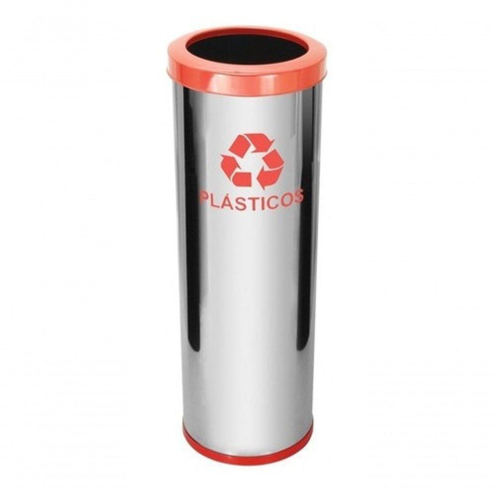 Lixeira Em Aço Inox Com Aro Pintado 30 Litros Vermelho - 1