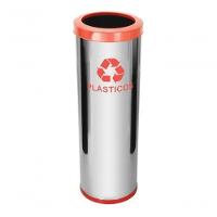 Lixeira Em Aço Inox Com Aro Pintado 30 Litros Vermelho - 1