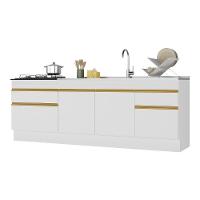 Kit 2 Balcões Com Rodapé Gabinete Pia 150 Cm E Cooktop 70 Cm Veneza Gw Multimóveis Mp2108 Branco - 2