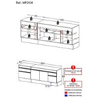 Kit 2 Balcões Com Rodapé Gabinete Pia 150 Cm E Cooktop 70 Cm Veneza Gw Multimóveis Mp2108 Branco