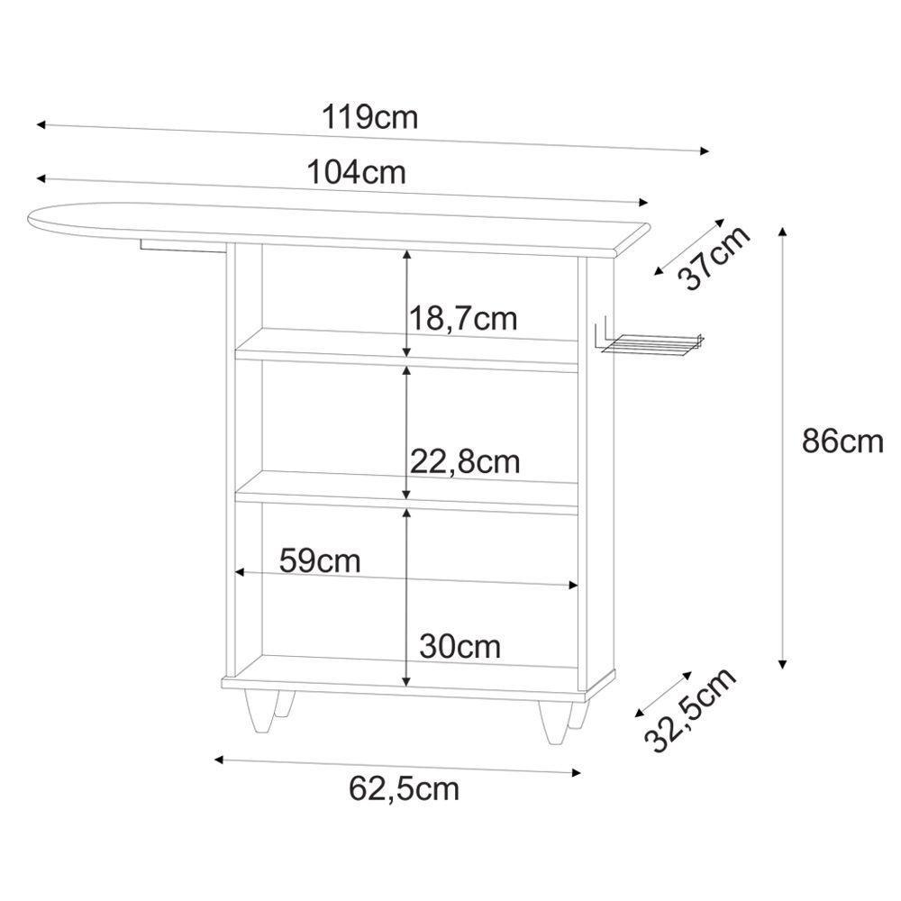 Tábua De Passar Com Balcão 2 Portas 1 Gaveta Larissa Preto - 4