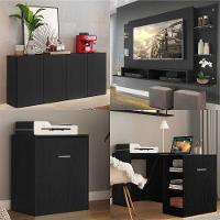 Conjunto Sala De Estar Painel Tv 60 Aparador e Mesa Dobrável