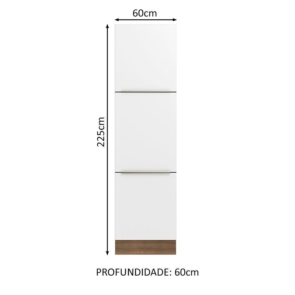 Paneleiro 60 Cm 3 Portas Rustic/Branco Veludo - 10