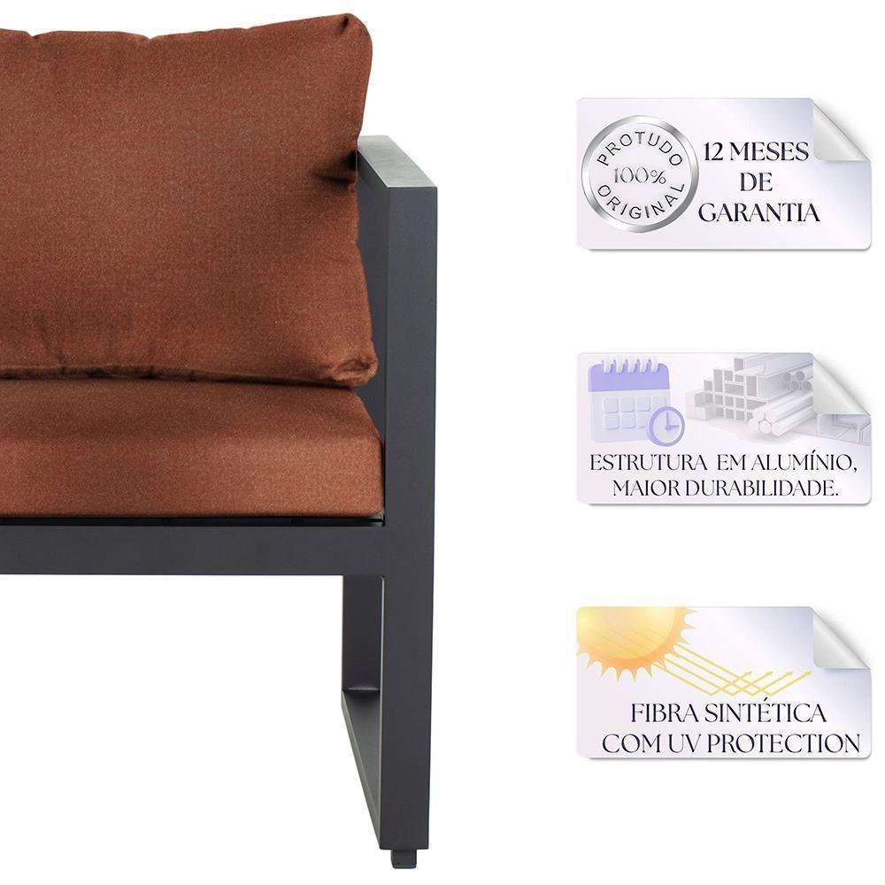 Conjunto Sofá Para área Externa Londres Slin Corda Nautica Preta - Sofá 2 Lugares E 2 Poltronas A07 - 3