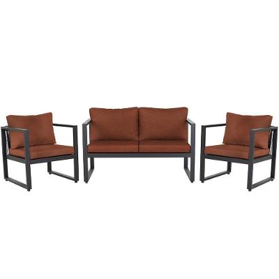 Conjunto Sofá Para área Externa Londres Slin Corda Nautica Preta - Sofá 2 Lugares E 2 Poltronas A07
