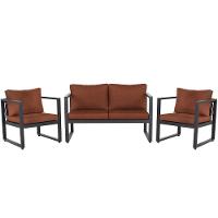 Conjunto Sofá Para área Externa Londres Slin Corda Nautica Preta - Sofá 2 Lugares E 2 Poltronas A07 - 1