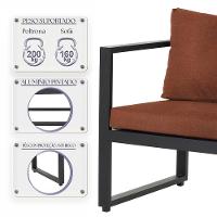 Conjunto Sofá Para área Externa Londres Slin Corda Nautica Preta - Sofá 2 Lugares E 2 Poltronas A07