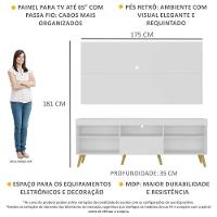 Rack Com Painel Tv 65" Retrô Flórida Up Multimóveis Mp1042 Branco/natural