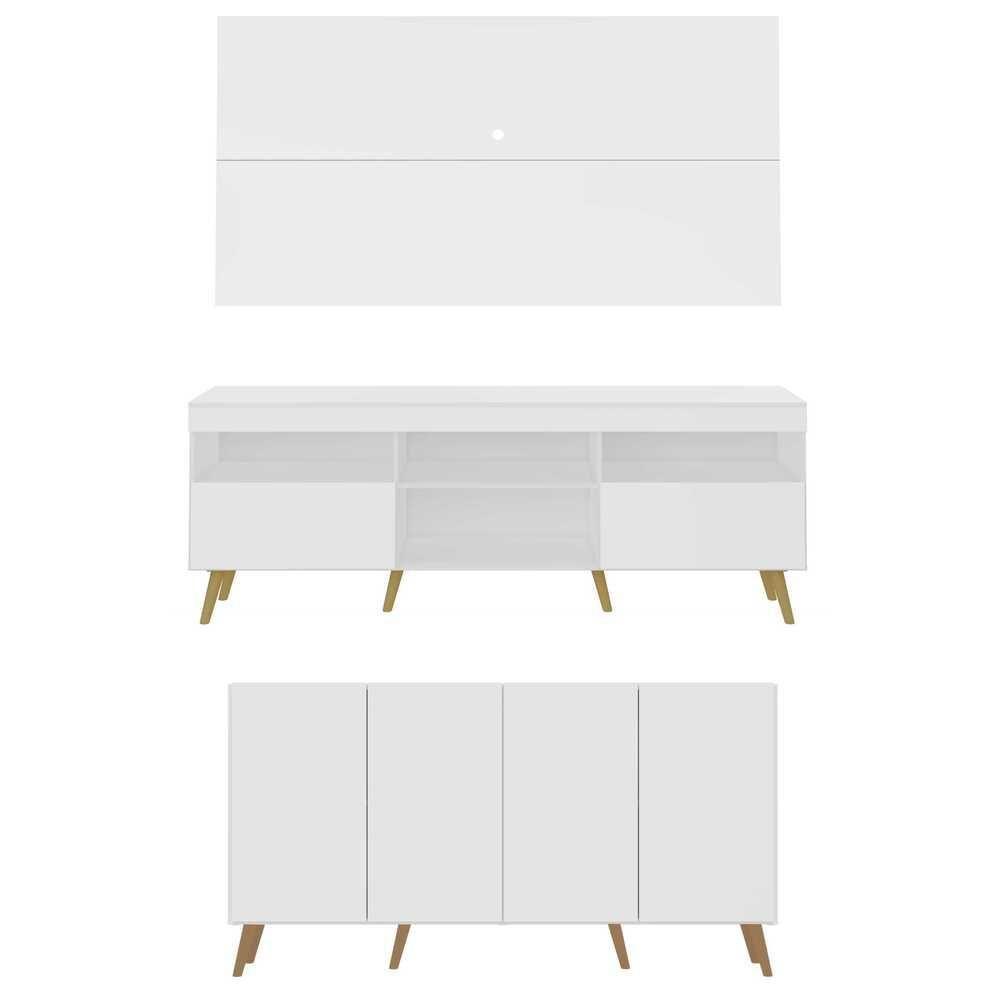 Conjunto Sala De Estar Rack Painel Tv 65 e Aparador Retrô - 1