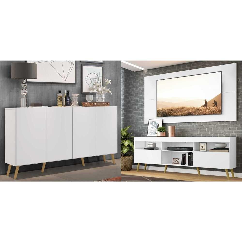 Conjunto Sala De Estar Rack Painel Tv 65 e Aparador Retrô - 6