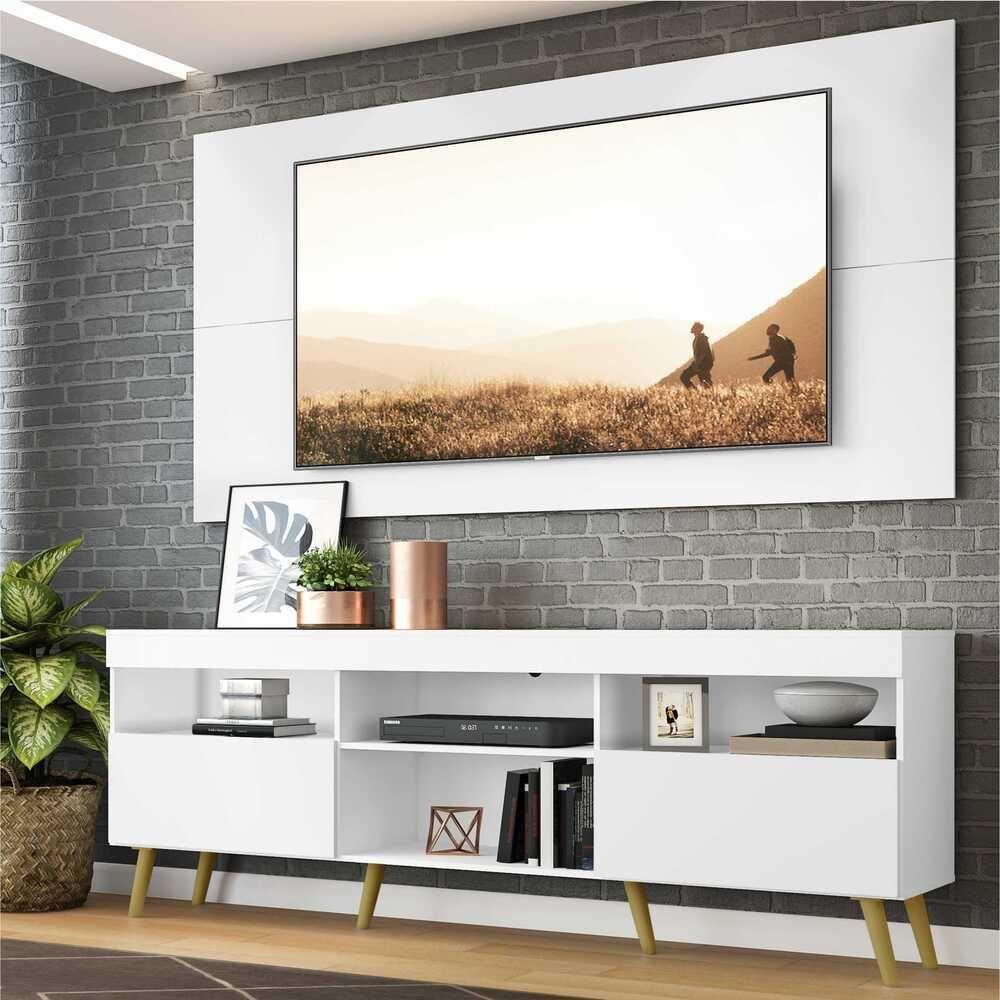 Rack Retrô Com Painel Para Tv Até 65´´ Flórida Fg3133 Branco/natural - 2