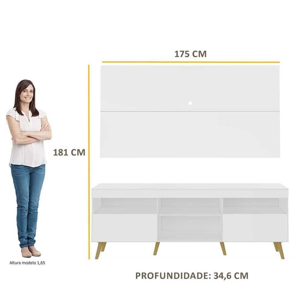 Rack Retrô Com Painel Para Tv Até 65´´ Flórida Fg3133 Branco/natural - 7