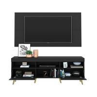 Rack Retrô Com Painel Para Tv Até 65´´ Flórida Fg3133 Preto/natural - 5